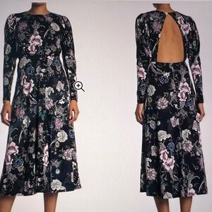 AFRM BLACK DELILAH NOIR ROSE MIDI DRESS  SIZE SMALL PETITE